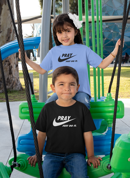 Kids Just do it pray T Shirt (Black)