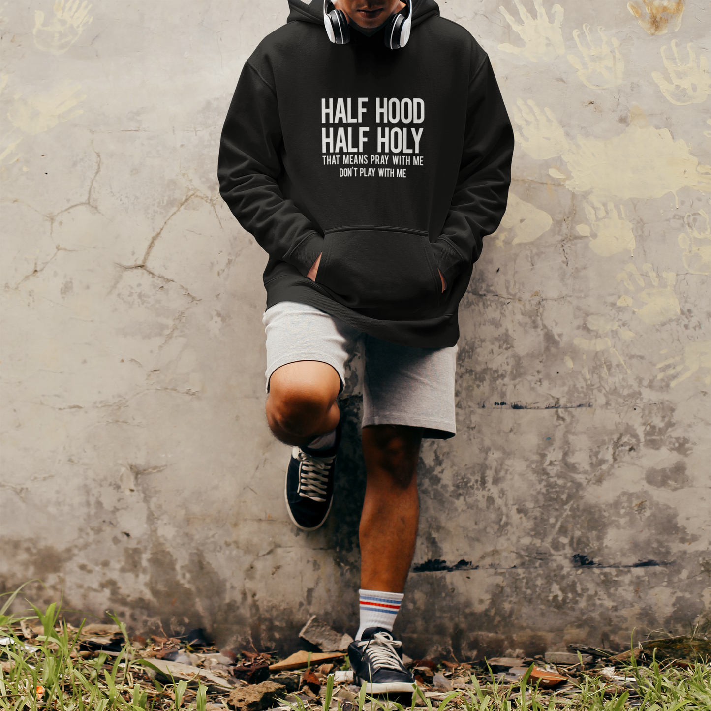 Half Hood Half Holy Sweatshirt (Black)